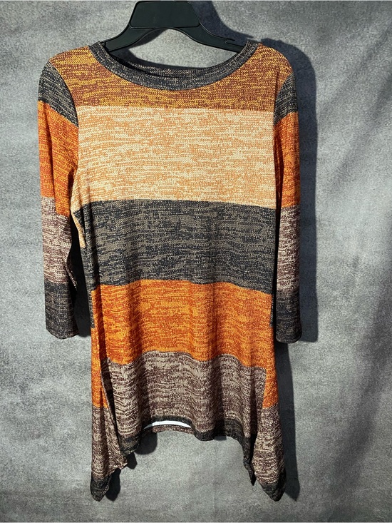 Tops - Lily by Firmiana Tunic Top Medium M Knit Stripe Sharkbite Hem 3/4 Sleeve